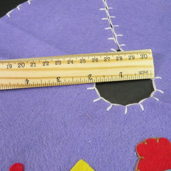 Purple Snowman Mini Tree Skirt Felt Rustic Farmhouse blanket stitch Tabletop - Picture 5 of 8